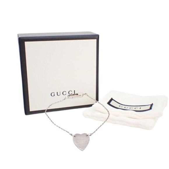 Gucci Heart Silver Bracelet with Box and Jewelry Bag - Picture 1 of 4